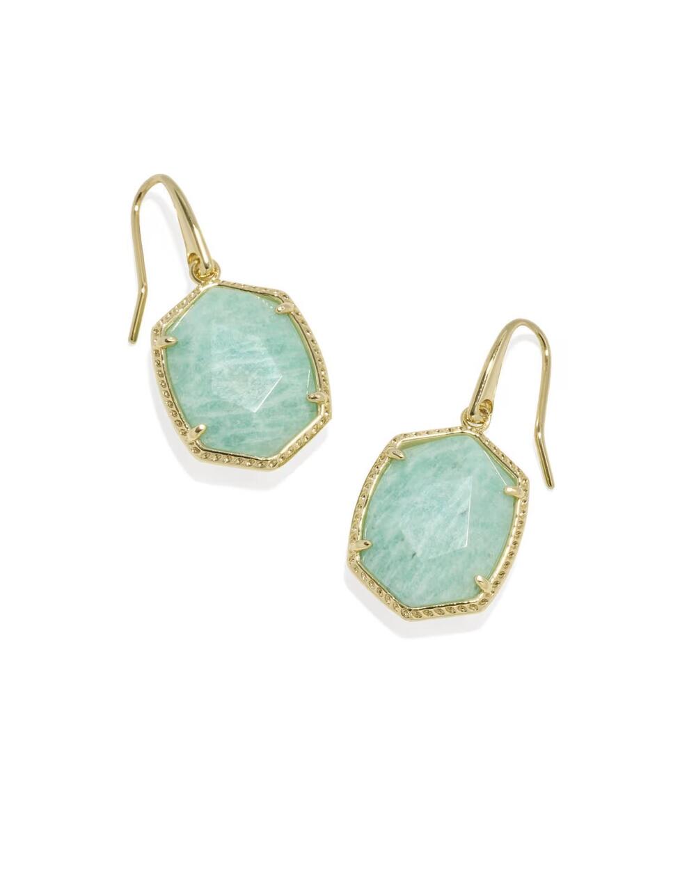 NEW KENDRA SCOTT women's daphne amazonite frame drop earrings in gold